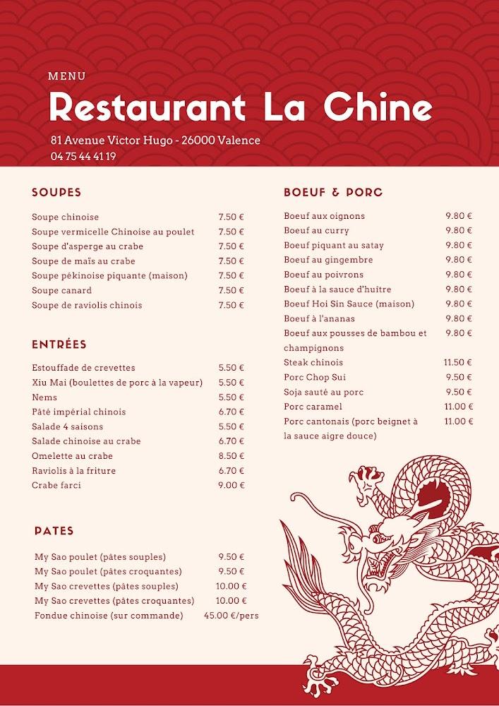 La Chine - Menu Image 1